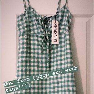 Gingham green and white dress !!